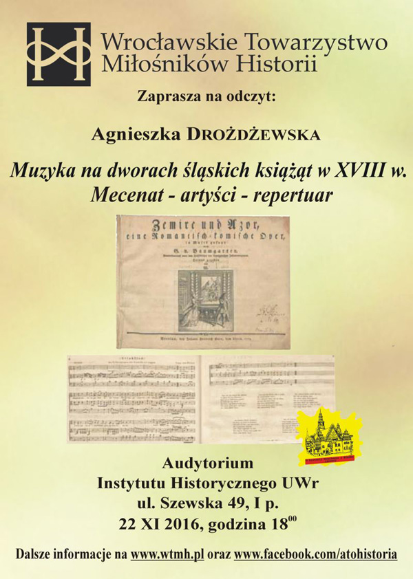 Muzyka na dworach śląskich książąt w XVIII w. Mecenat – artyści – repertuar