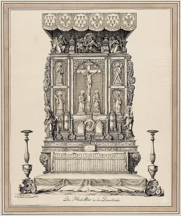 Dwa ołtarze. Srebrne arcydzieła z wrocławskiej katedry (29 IV AD 2019), Heinrich Mützel, Ołtarz biskupa Jerina, 1827 — fot. MNWr