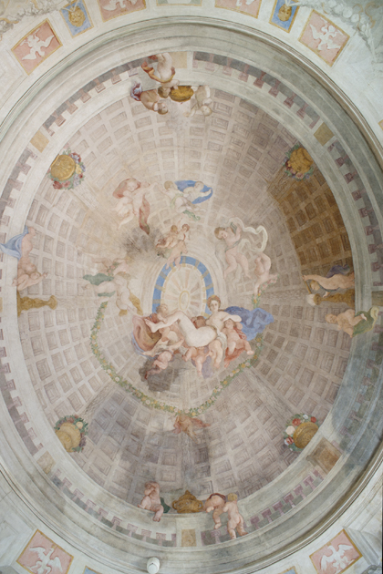 Dekoracja freskowa na suficie Pokoju Cichego w pałacu wilanowskim, fot. W. Holnicki