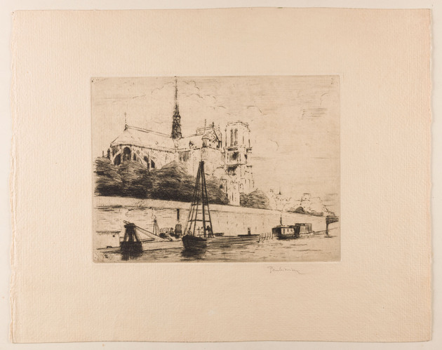 Katedra Notre Dame w Paryżu, Notre-Dame Cathedral in Paris, Teka Stowarzyszenia Polskich Artystów Grafików / The Portfolio of the Society of Polish Graphic Artists, 1902, akwaforta, sucha igła / etching, drypoint, ze zbiorów gołuchowskich Izabeli z Czartoryskich Działyńskiej / from the Gołuchów collection of Izabela Działyńska née Czartoryska, MNP Gł 2971
