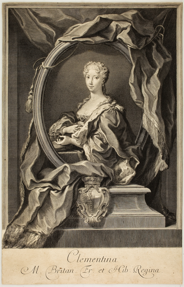 Jacob Frey, Portret królowej Marii Klementyny Sobieskiej (Stuart), 1719–1730, miedzioryt, akwaforta, papier, Muzeum Narodowe we Wrocławiu