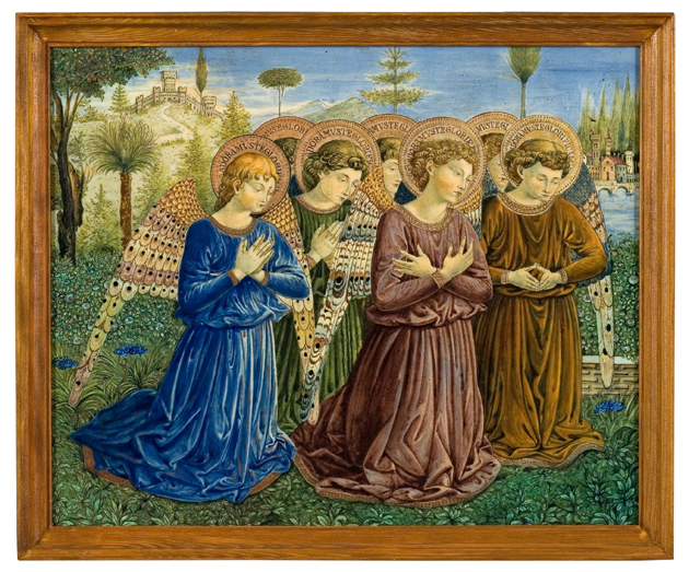 Tableau „Klęczące Anioły”, Wytwórnia Cantagalli we Florencji, Włochy, ok. 1895; majolika, Muzeum Narodowe we Wrocławiu