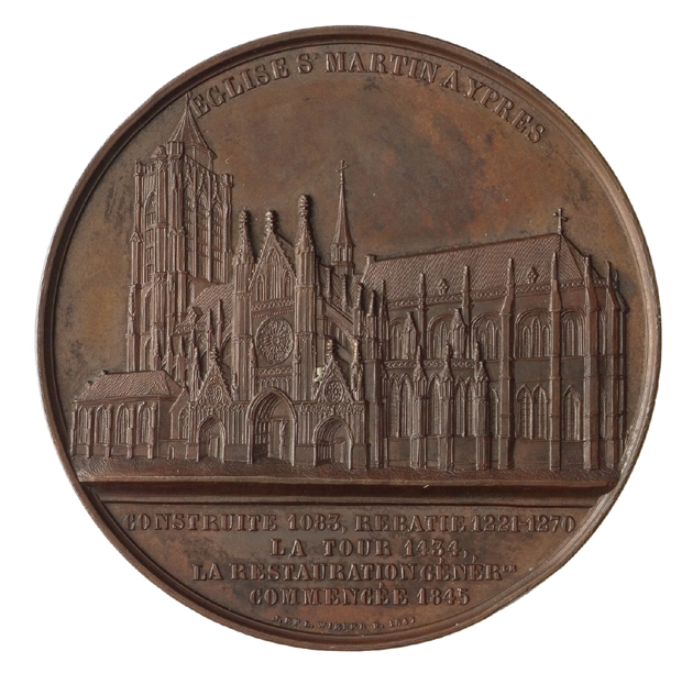 Jakub Wiener, Leopold Wiener, Medal katedry św. Marcina w Ypres, z serii kościołów Belgii, 1847