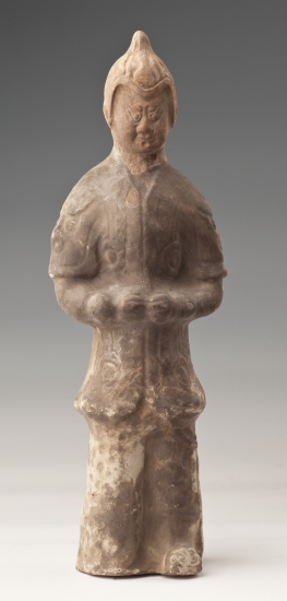 Figura wojownika, ceramika grobowa, glina, dynastia Tang (618-906), Muzeum Narodowe we Wrocławiu