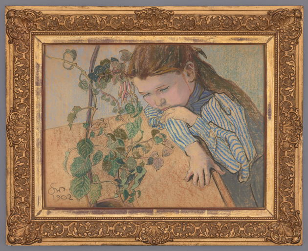 Stanisław Wyspiański (1869–1907), Dziewczynka oparta o stół – portret Wandy Nowakówny, 1902, pastel, papier żeberkowy na tekturze, fot. Muzeum Narodowe w Warszawie