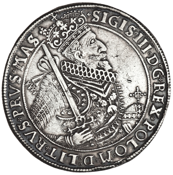 Srebrny talar koronny Zygmunta III Wazy, 1628, mennica w Bydgoszczy 