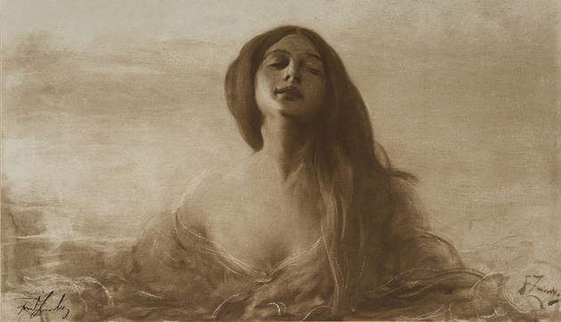 Jadwiga Golcz, Franciszek Żmurko, Studium kobiece [fotografia obrazu sygnowana przez malarza], odbitka fotograficzna  na papierze fotograficznym, 1905, MNW
