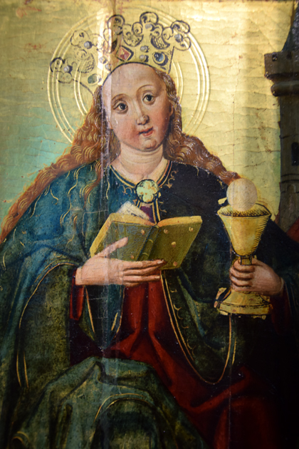 Baldachimowa nastawa ołtarzowa z figurą Piety (obecnie zaginiona) z kościoła św. Elżbiety we Wrocławiu (fragment) — fot. Adrian Nikiel Baldachimowa nastawa ołtarzowa z figurą Piety (obecnie zaginiona) z kościoła św. Elżbiety we Wrocławiu (fragment) — fot. Adrian Nikiel