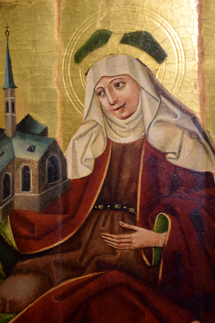 Baldachimowa nastawa ołtarzowa z figurą Piety (obecnie zaginiona) z kościoła św. Elżbiety we Wrocławiu (fragment) — fot. Adrian Nikiel Baldachimowa nastawa ołtarzowa z figurą Piety (obecnie zaginiona) z kościoła św. Elżbiety we Wrocławiu (fragment) — fot. Adrian Nikiel